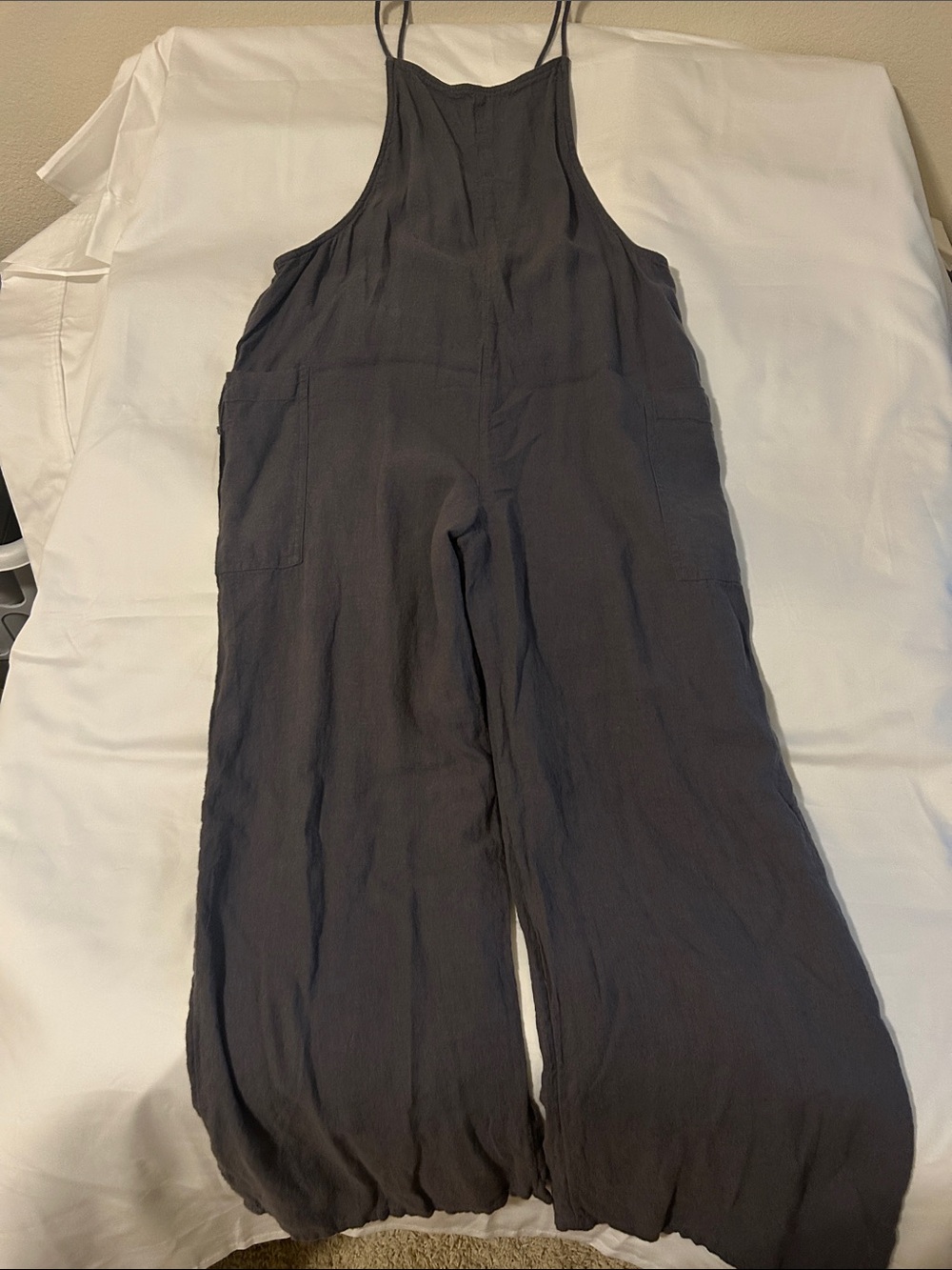BDG Women’s Charcoal Gray Wide-Leg Linen Jumpsuit